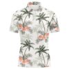 Tropical Palm Trees Flamingo Hibiscus Pattern Custom Men’s Golf Polo Shirts Team Golf Shirts For Men’s, Golf Polo Shirt, Golf Shirts