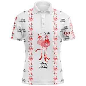 Tropical Santa Watercolor Flamingos Men’s Golf Polo&hellip;