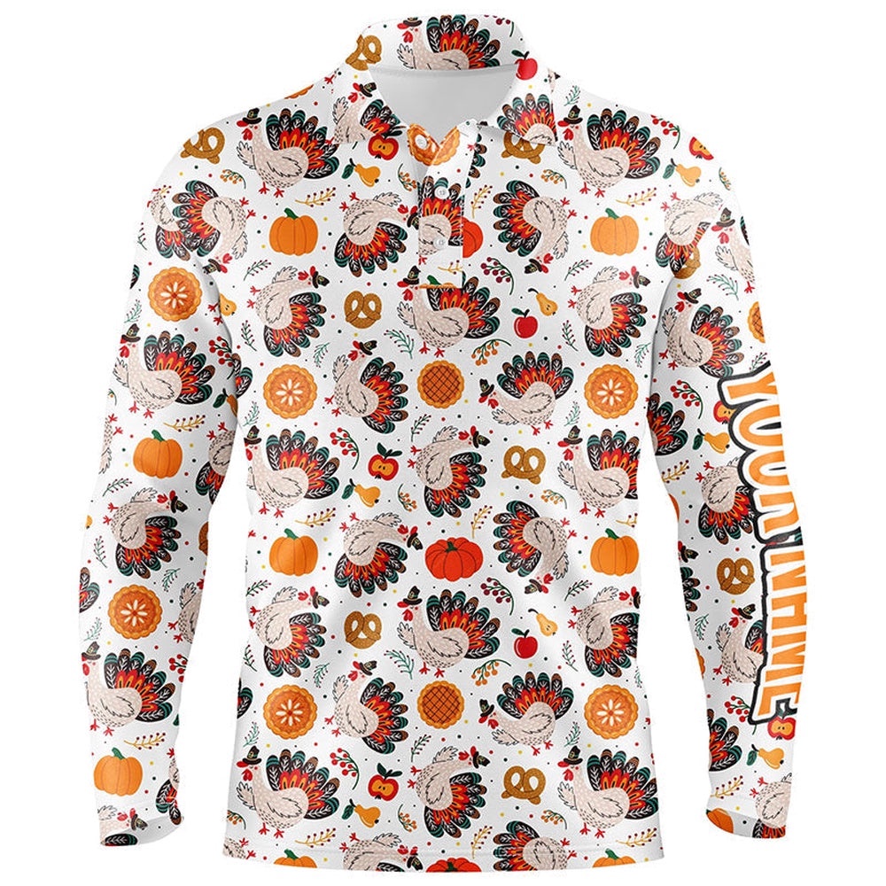 Turkey Thanksgiving Pattern Men’s Golf Polo Shirts Custom Thanksgiving Gift Best Men’s Golf Wear, Golf Polo Shirt, Golf Shirts