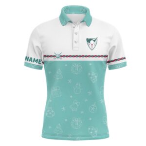 Turquoise Christmas Golf Men’s Polo Shirt Custom&hellip;