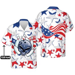 USA Bowling Flag Hawaiian Shirt Unisex, Custom&hellip;