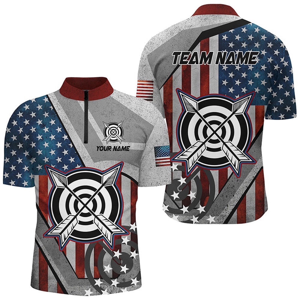 USA Flag Archery Shirts For Men Custom Patriotic Archery Jerseys For Team Archers, Custom Archery Team Shirt