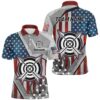 Vintage American Flag Target Archery Polo Shirts For Men, Custom Arrow Archery Polo, Custom Archery Team Polo Shirt