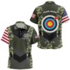 US Flag Camouflage Archery Polo Shirts Archery Polo Custom Archery Shirts, Custom Archery Team Polo Shirt