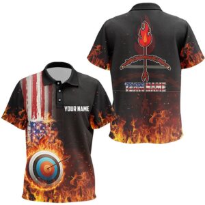 US Flag Flaming Target Archery Polo Shirts,&hellip;