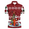 Ugly Christmas Sweater Men’s Golf Sports Polo Custom Name Long Sleeves Shirt, Xmas Gift For Golfer, Golf Polo Shirt, Golf Shirts