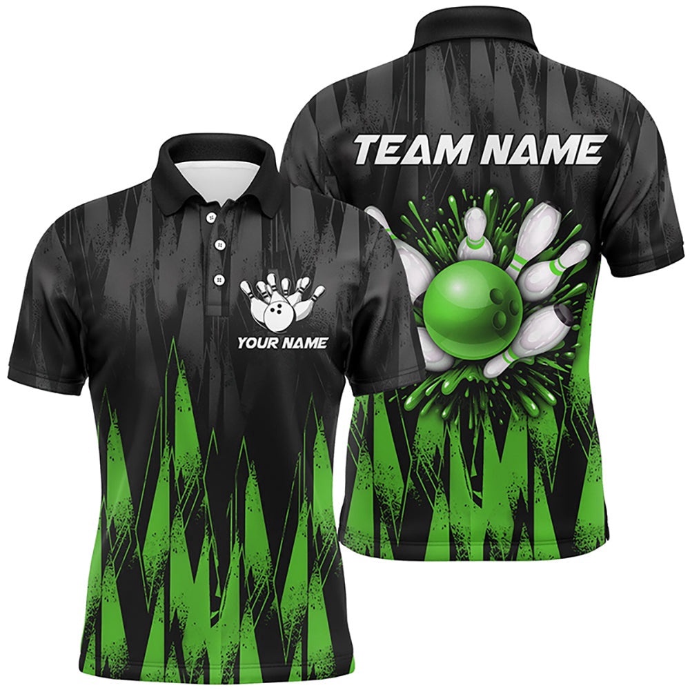 Unisex Bowling Team Polo Shirt Custom Green Bowling Polo Shirt For Men & Women, Personalized Bowling Team Shirt