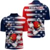 Us Flag Skull Bowling Shirts For Men With Name, Patriotic Bowling Jersey, Custom Bowling Team Jersey Shirt