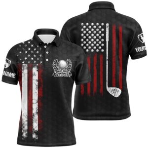 Vintage American Flag Black Men’s Golf Polo&hellip;