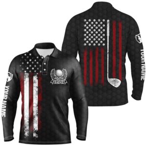 Vintage American Flag Black Men’s Golf Polo&hellip;