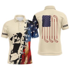 Vintage American Flag Men’s Golf Polo Shirts&hellip;