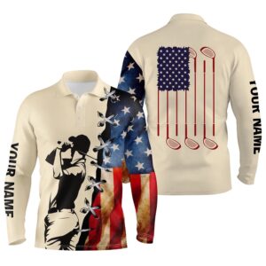 Vintage American Flag Men’s Golf Polo Shirts&hellip;