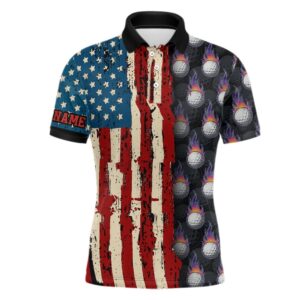 Vintage American Flag Men’s Golf Polos Shirts&hellip;