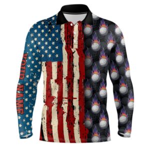 Vintage American Flag Men’s Golf Polos Shirts&hellip;