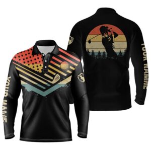 Vintage American Flag Men’s Golf Polos Shirts&hellip;