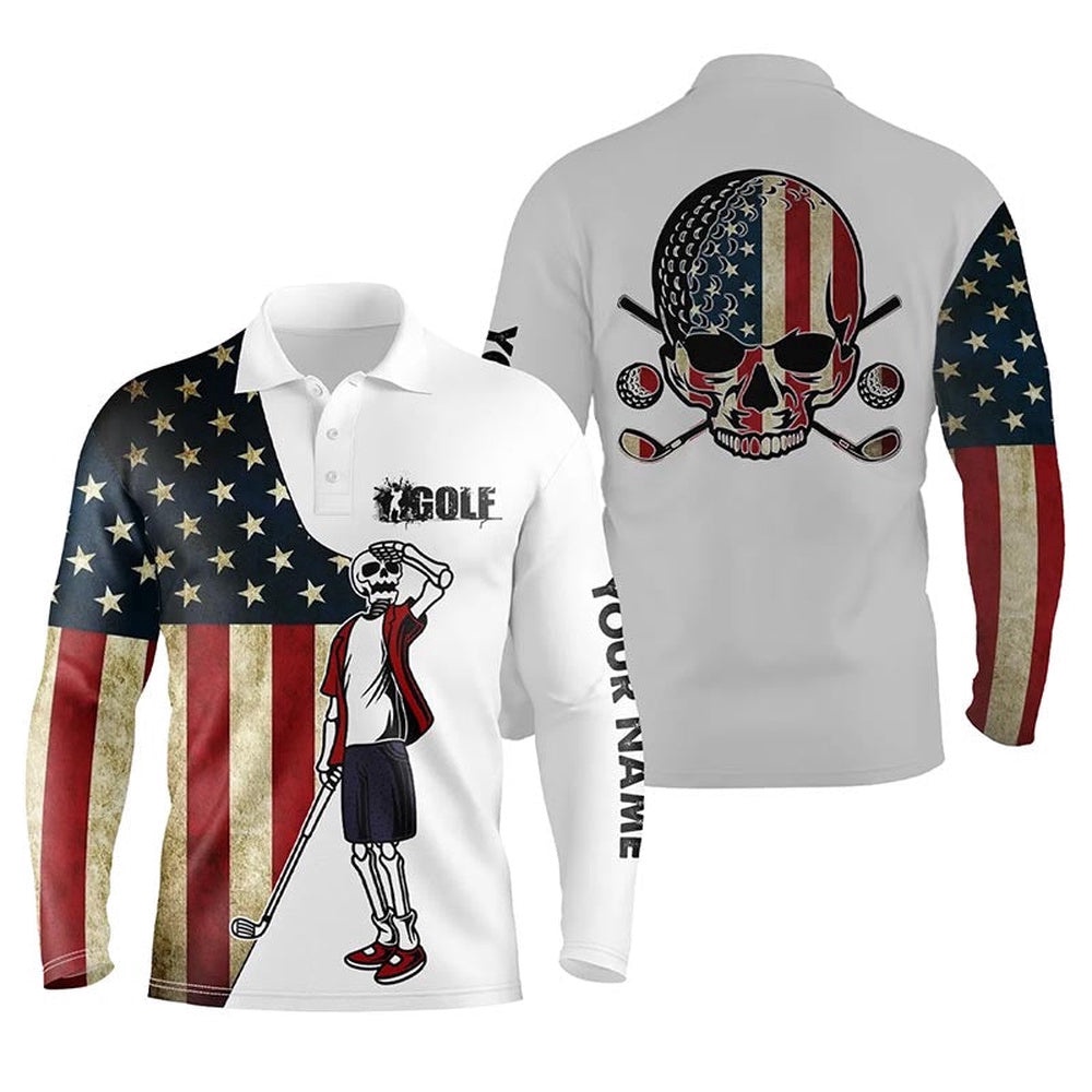 Vintage American Flag Patriotic Men’s Golf Polo Shirt Custom Golf Skull Men’s Flag Polo Shirts, Golf Polo Shirt, Golf Shirts