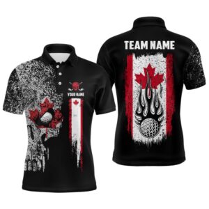 Vintage Canada Flag Skull Men’s Golf Polo&hellip;