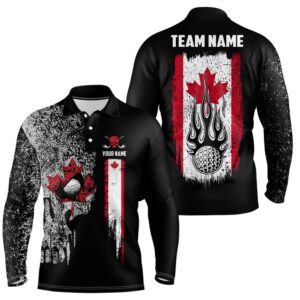 Vintage Canada Flag Skull Men’s Golf Polo&hellip;