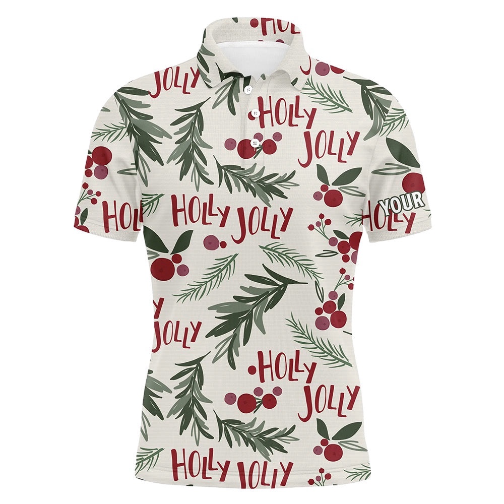 Vintage Christmas Tropical Men’s Golf Polo Shirt Custom Name Golf Shirts For Men, Golf Polo Shirt, Golf Shirts