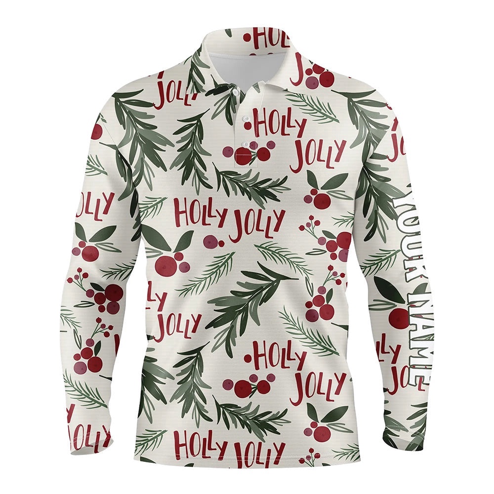 Vintage Christmas Tropical Men’s Golf Polo Shirt Custom Name Golf Shirts For Men, Golf Polo Shirt, Golf Shirts