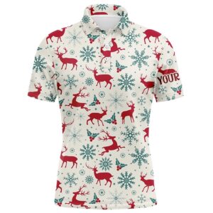 Vintage Christmas With Reindeer Snowflakes Men’s Golf&hellip;