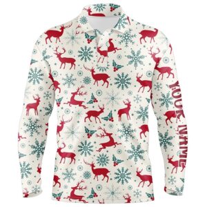 Vintage Christmas With Reindeer Snowflakes Men’s Golf&hellip;