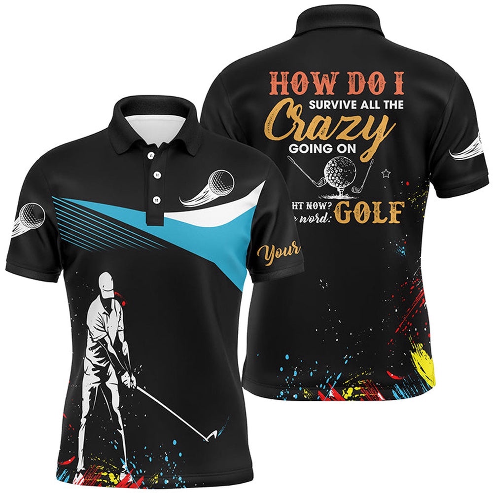 Water Color Men’s Personalized Colorful Golf Shirts For Men, Cool Golf Gifts, Golf Polo Shirt, Golf Shirts