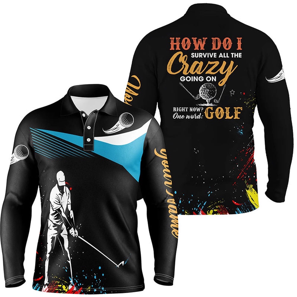 Water Color Men’s Personalized Colorful Golf Shirts For Men, Cool Golf Gifts, Golf Polo Shirt, Golf Shirts