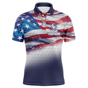 Watercolor American Flag Men’s Golf Polo Shirts&hellip;