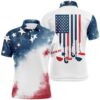 Watercolor American Flag Men’s Golf Polo Shirts D Isometric Cubes Patriotic Golf Shirts For Men, Golf Polo Shirt, Golf Shirts