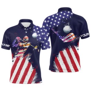 Watercolor American Flag Men’s Personalized Patriotic Golf&hellip;