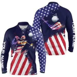 Watercolor American Flag Men’s Personalized Patriotic Golf&hellip;