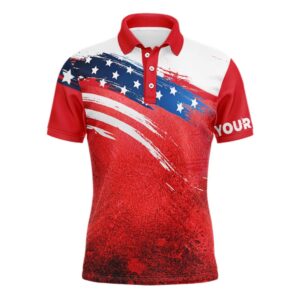 Watercolor American Flag Patriotic Men’s Golf Polo&hellip;