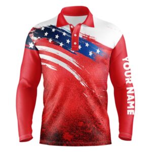 Watercolor American Flag Patriotic Men’s Golf Polo&hellip;