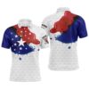 Watercolor American Flag White Men’s Golf Polo Shirt Custom Men’s Patriotic Polo Shirts Golfing Gift, Golf Polo Shirt, Golf Shirts