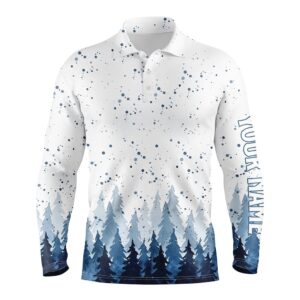Watercolor Blue Christmas Trees & Snowfall Men&hellip;