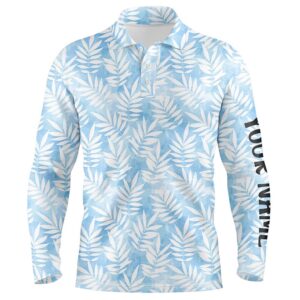 Watercolor Blue Leaves Tropical Pattern Men’s Golf&hellip;