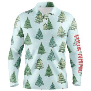 Watercolor Christmas Trees Seamless Pattern Men’s Golf&hellip;