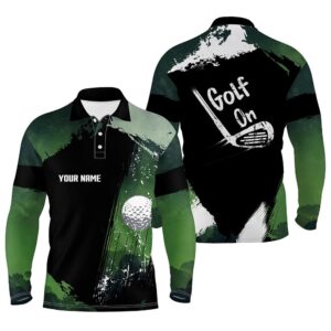 Watercolor Men’s Dark Green Personalized Golf Shirts&hellip;