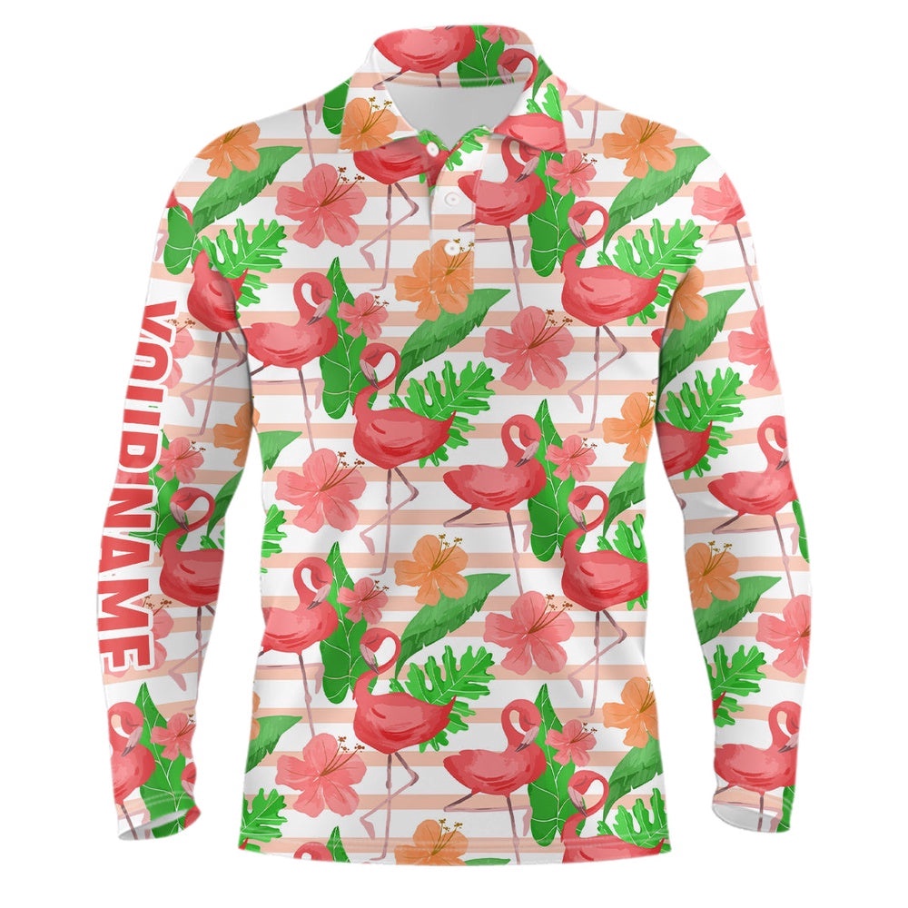Watercolor Tropical Pink Flamingo Golf Men’s Polo Shirt Customized Golf Shirts For Men Golf Gifts, Golf Polo Shirt, Golf Shirts
