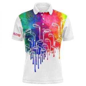 Watercolor White Men’s Golf Polo Shirts Custom&hellip;