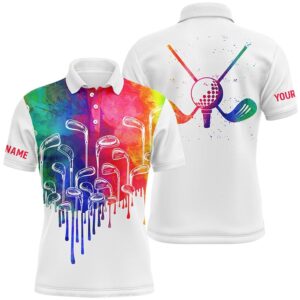 Watercolor White Men’s Golf Polo Shirts Custom&hellip;