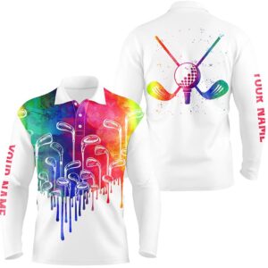 Watercolor White Men’s Golf Polo Shirts Custom&hellip;