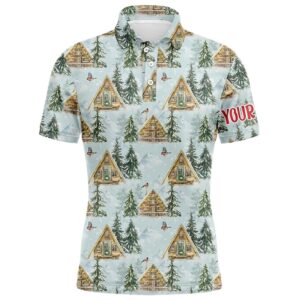 Watercolor Winter Forest Christmas Golf Men Polo&hellip;