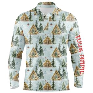 Watercolor Winter Forest Christmas Golf Men Polo&hellip;