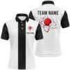 White Bowling Polo Shirt For Men Custom Blue Flame Bowling Ball And Pins Polo Shirt, Personalized Bowling Team Shirt