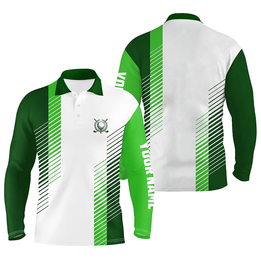 White And Green Men’s Golf Polo Shirts Custom Golf Ball Shirt For Men, Best Men Golf Wear, Golf Polo Shirt, Golf Shirts