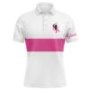 White And Pink Men Golf Polo Shirts Custom Breast Cancer Awareness Golf Tournament Shirts For Men, Golf Polo Shirt, Golf Shirts
