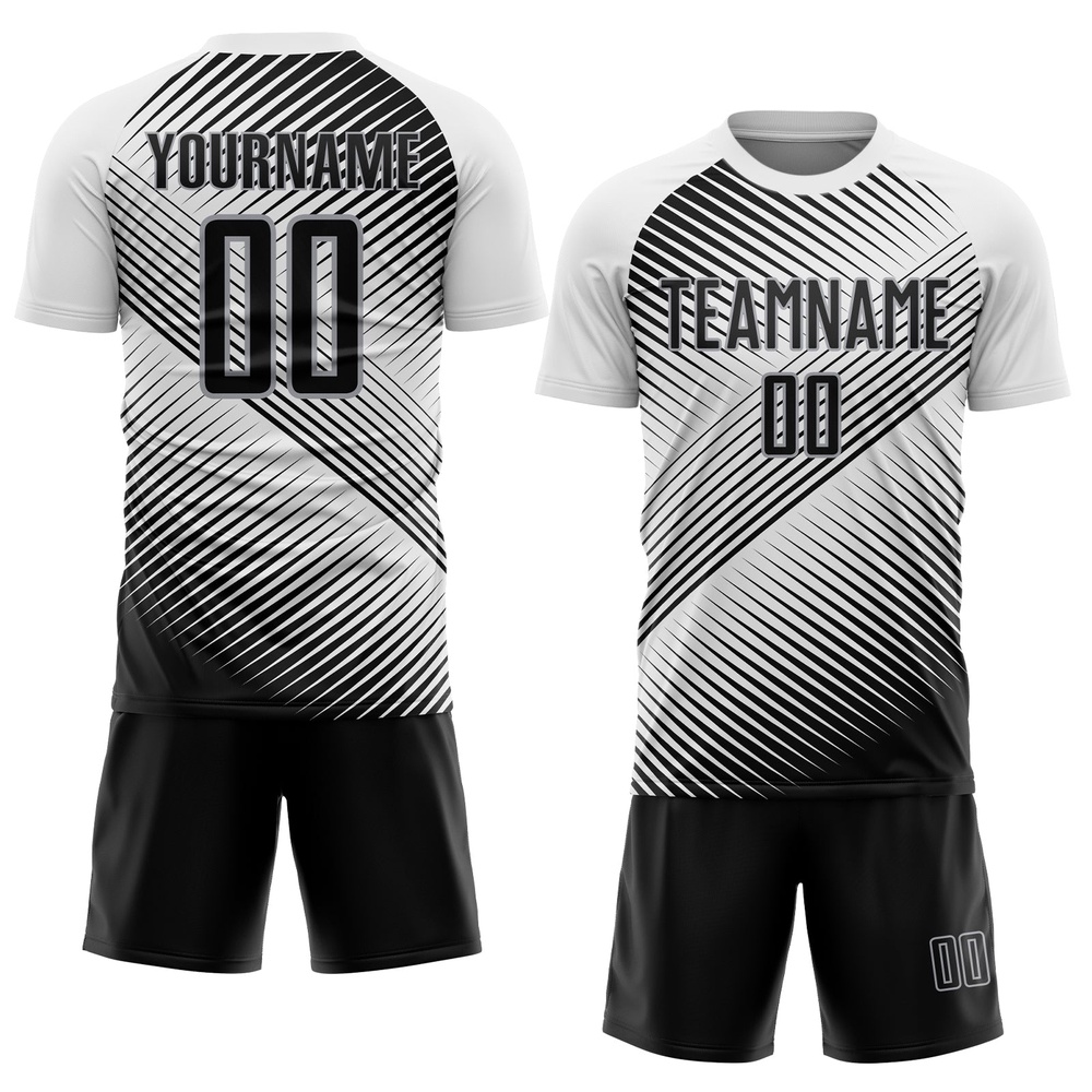 White Black Gray Sublimation Soccer Uniform Jersey, Custom Team Soccer Jersey Shirt