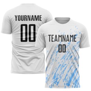 White Black Light Blue Sublimation Soccer Uniform&hellip;